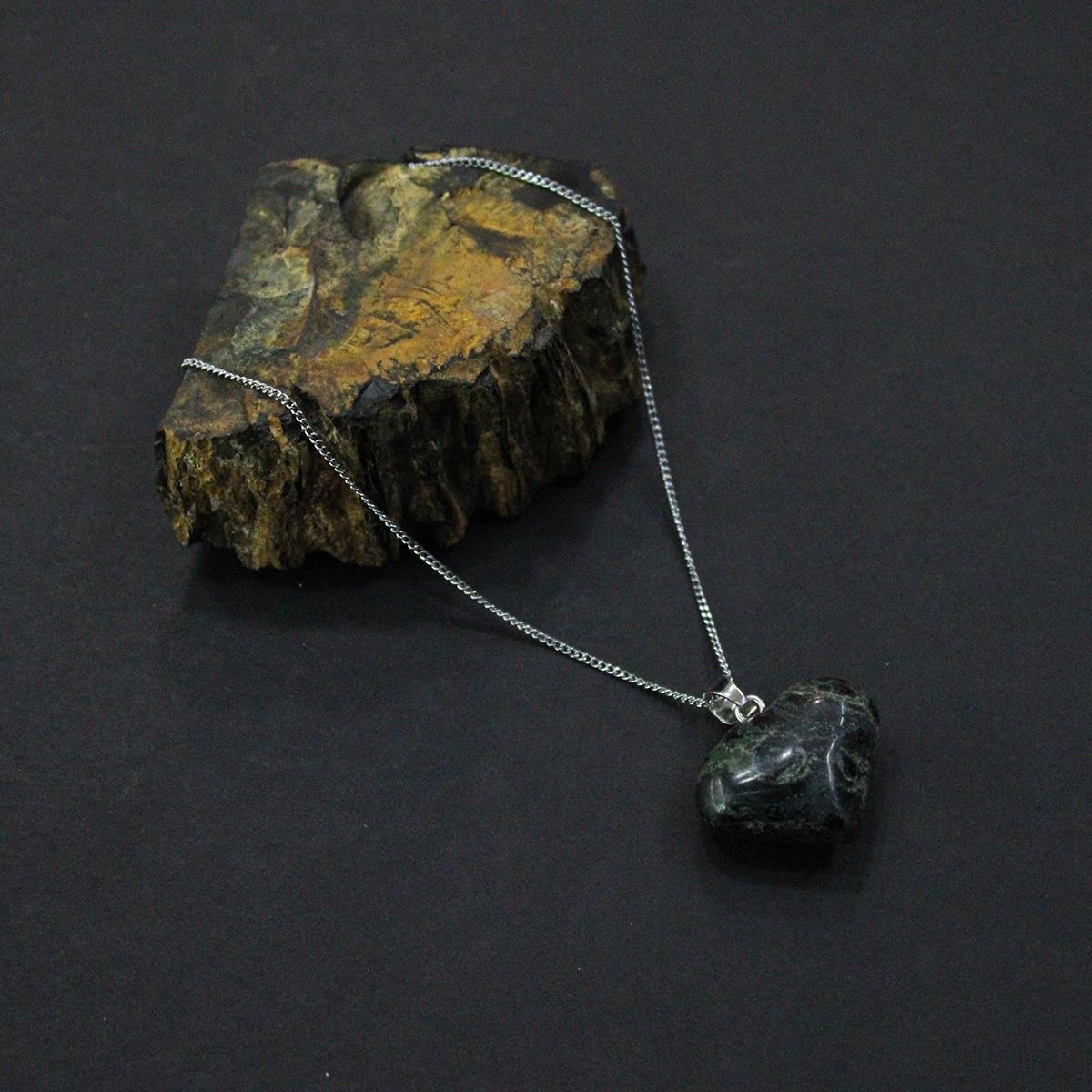 Yeşil Jasper Doğal Taş Kalp Kolye