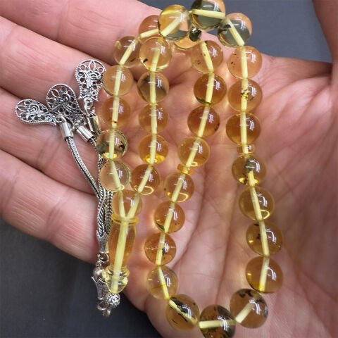 Şeffaf Kaliningrad Damla Kehribar Tespih 8,5 (mm)-3