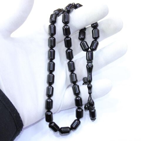 Sistemli Oltu Taşı Tespih Kapsül Kesim 8*12,5 (mm)