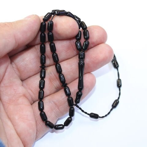 Sistemli Oltu Taşı Tespih Kapsül Kesim 4*7,5 (mm)