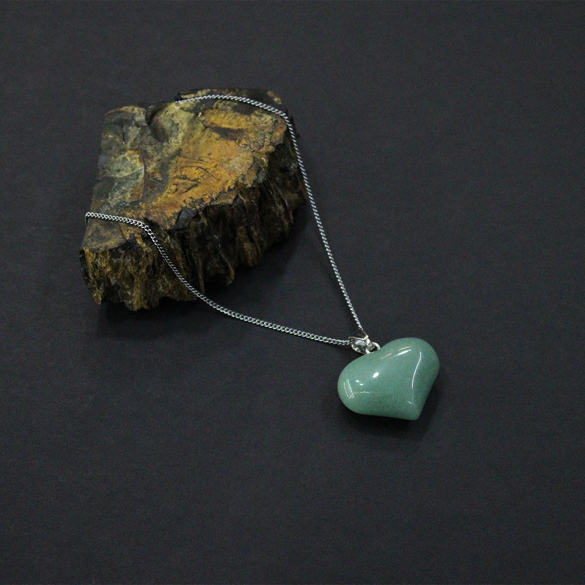 Aventurin Doğal Taş Kalp Kolye