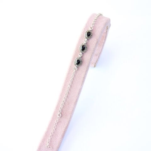 Oltu Taşı Markazit Gümüş Bileklik Model - 25