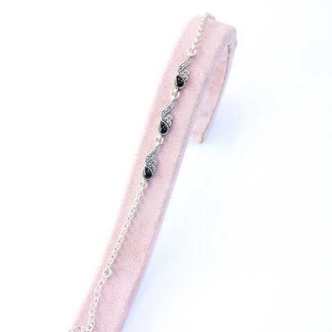 Oltu Taşı Markazit Gümüş Bileklik Model - 26