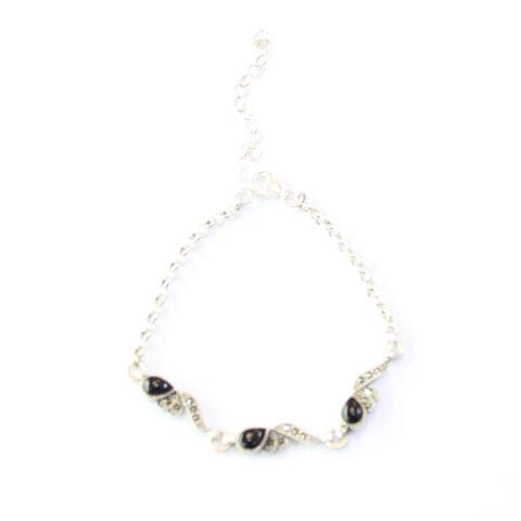 Oltu Taşı Markazit Gümüş Bileklik Model - 26