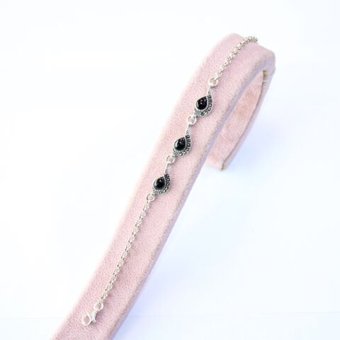 Oltu Taşı Markazit Gümüş Bileklik Model - 26