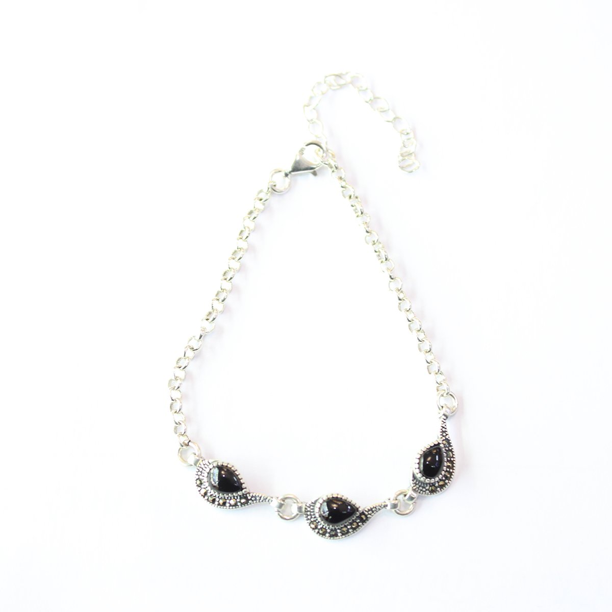 Oltu Taşı Markazit Gümüş Bileklik Model - 26