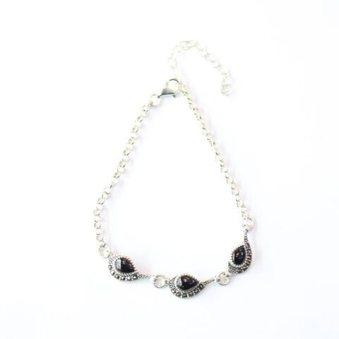 Oltu Taşı Markazit Gümüş Bileklik Model - 26