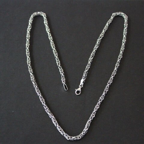 El Yapımı Gümüş Kral Zinciri Kolye 3,5 (mm)