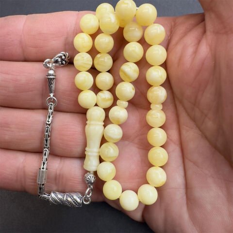 Akça Kaliningrad Damla Kehribar Küre Tespih 7 (mm)-1