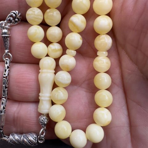 Akça Kaliningrad Damla Kehribar Küre Tespih 7 (mm)-1