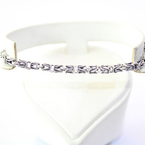 El Yapımı Gümüş Kral Zinciri Bileklik