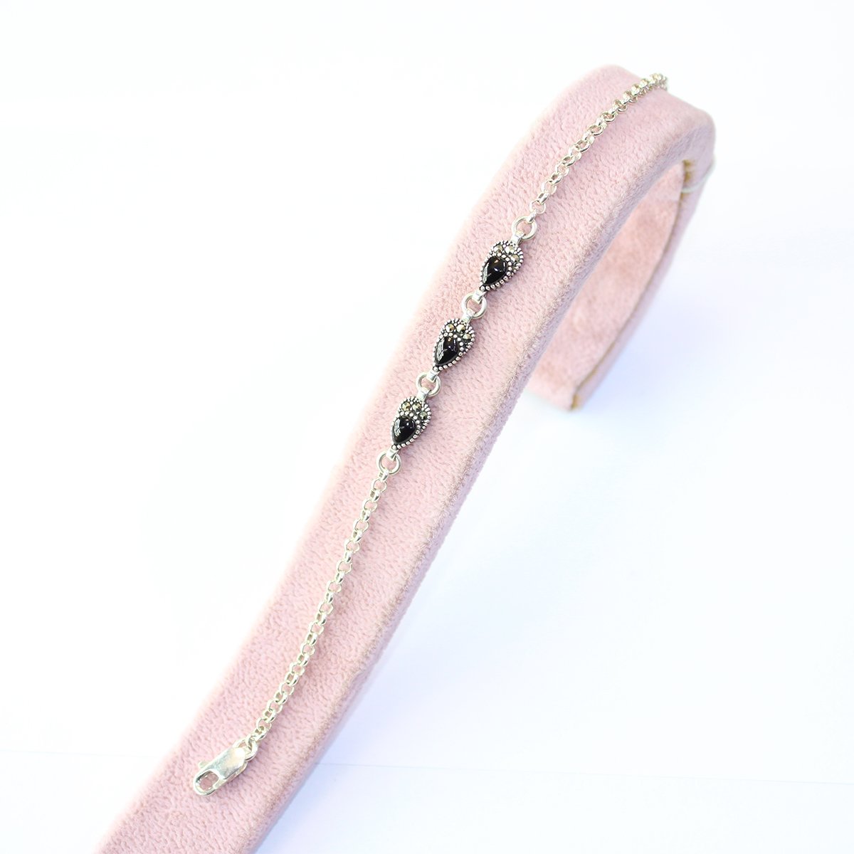 Oltu Taşı Markazit Gümüş Bileklik Model - 28