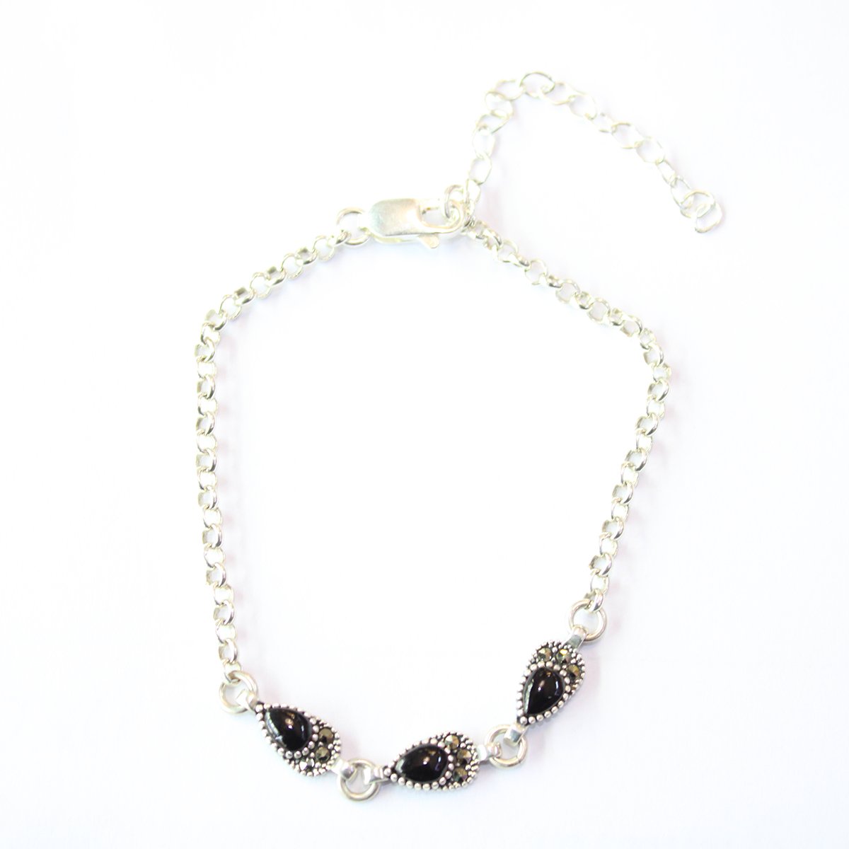 Oltu Taşı Markazit Gümüş Bileklik Model - 28