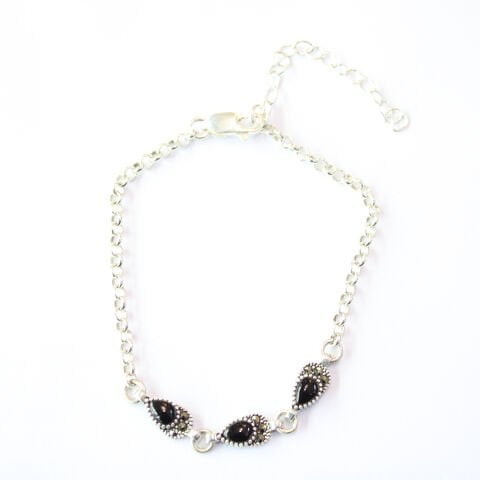 Oltu Taşı Markazit Gümüş Bileklik Model - 28