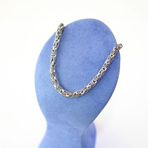 El Yapımı Gümüş Kral Zinciri Kolye 3,5 (mm)-2