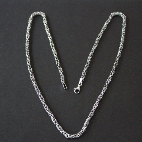 El Yapımı Gümüş Kral Zinciri Kolye 3,5 (mm)-2