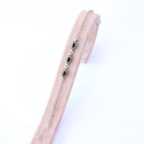 Oltu Taşı Markazit Gümüş Bileklik Model - 29