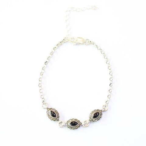 Oltu Taşı Markazit Gümüş Bileklik Model - 29