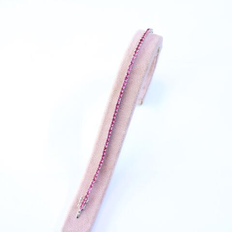 Su Yolu Pembe Zirkon Taşlı Gümüş Bileklik
