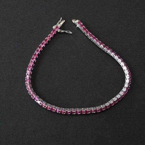 Su Yolu Pembe Zirkon Taşlı Gümüş Bileklik