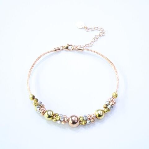 Boncuklu Dorika Model Rose Gümüş Bileklik