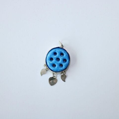 El Yapımı 925 Ayar Gümüş Kasa Üzerine Yedi Delikli Nazar Boncuğu Kolye