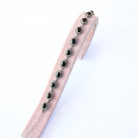 Oltu Taşı Markazit Gümüş Bileklik Model - 38