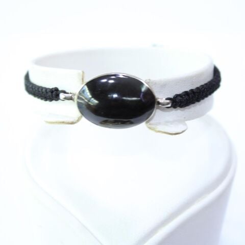 El Yapımı Gümüş Oltu Taşı Oval Asansörlü Bileklik-2