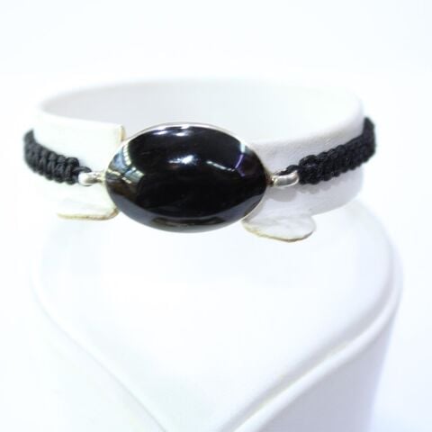 El Yapımı Gümüş Oltu Taşı Oval Asansörlü Bileklik-3