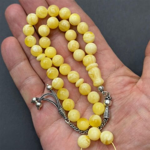 Akça Kaliningrad Damla Kehribar Küre Tespih 9 (mm)