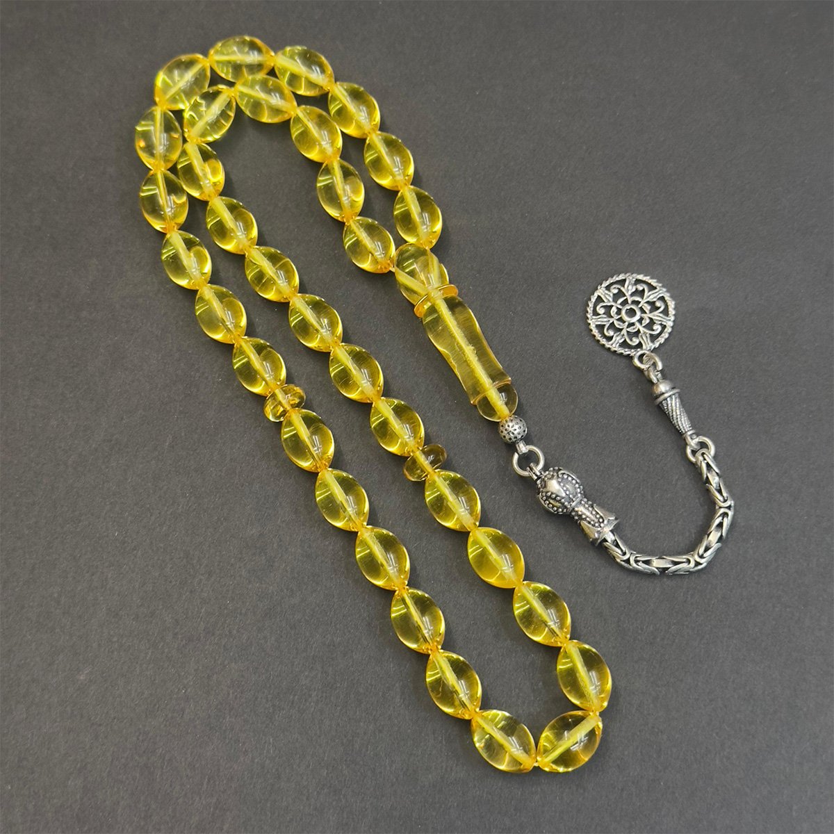 Şeffaf Litvanya Damla Kehribar Beyzi Tespih 7*11 (mm)