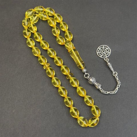 Şeffaf Litvanya Damla Kehribar Beyzi Tespih 7*11 (mm)