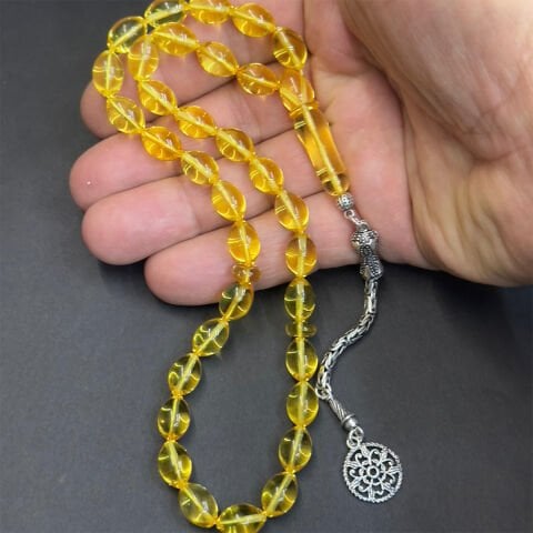 Şeffaf Litvanya Damla Kehribar Beyzi Tespih 7*11 (mm)