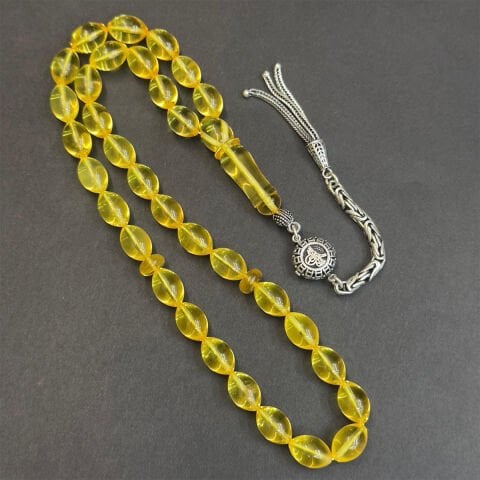 Şeffaf Litvanya Damla Kehribar Beyzi Tespih 7*11 (mm)-1