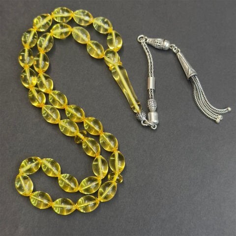 Şeffaf Litvanya Damla Kehribar Beyzi Tespih 7*11 (mm)-2