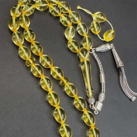 Şeffaf Litvanya Damla Kehribar Beyzi Tespih 7*11 (mm)-2