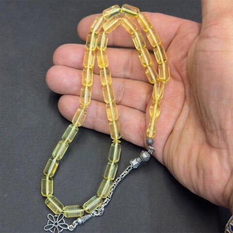 Şeffaf Litvanya Damla Kehribar Kapsül Tespih 6*10,5 (mm)