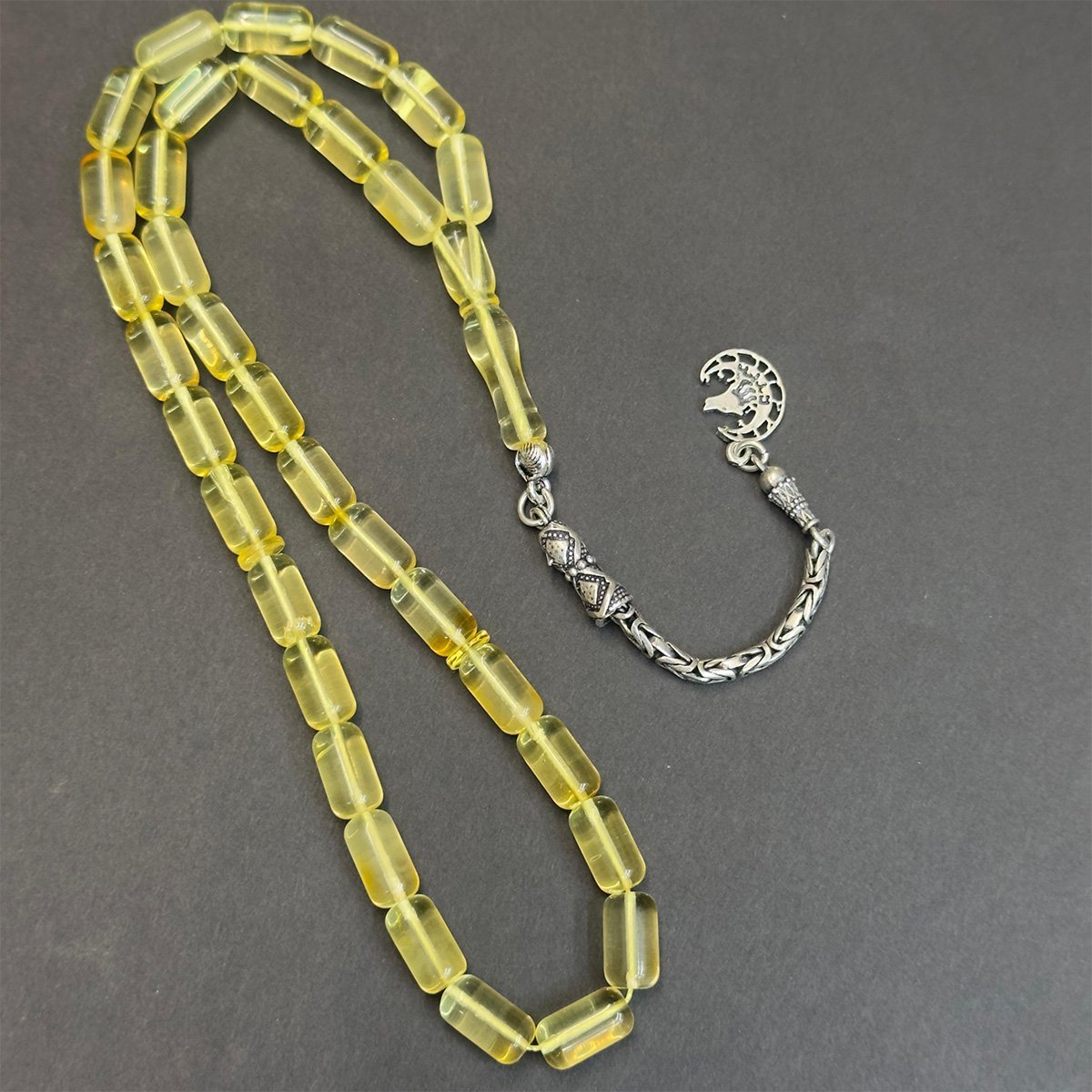 Şeffaf Litvanya Damla Kehribar Kapsül Tespih 6*10,5 (mm)-1