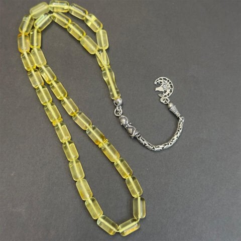 Şeffaf Litvanya Damla Kehribar Kapsül Tespih 6*10,5 (mm)-1