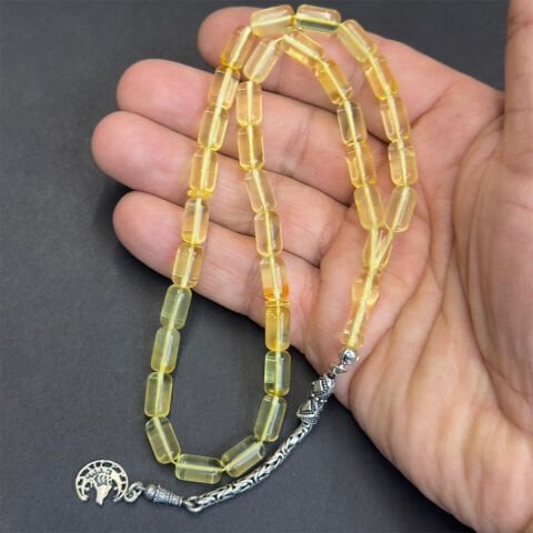 Şeffaf Litvanya Damla Kehribar Kapsül Tespih 6*10,5 (mm)-1