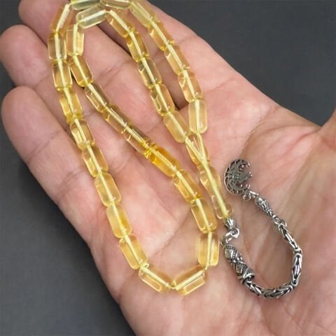 Şeffaf Litvanya Damla Kehribar Kapsül Tespih 6*10,5 (mm)-1