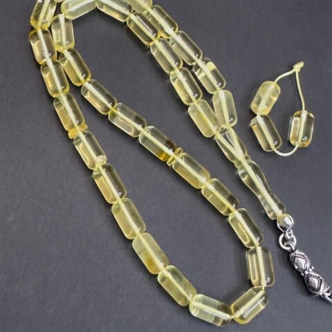 Şeffaf Litvanya Damla Kehribar Kapsül Tespih 6*10,5 (mm)-1