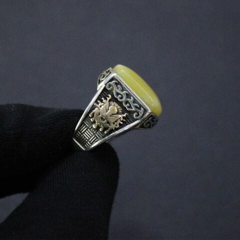 Kaliningrad Damla Kehribar Erkek Yüzük - 4