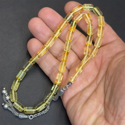 Şeffaf Litvanya Damla Kehribar Kapsül Tespih 6*10,5 (mm)-2