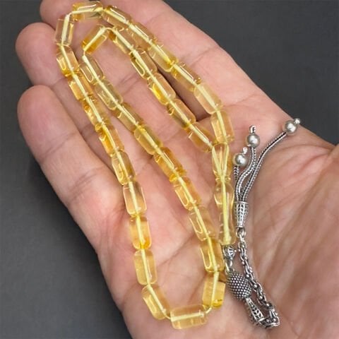 Şeffaf Litvanya Damla Kehribar Kapsül Tespih 6*10,5 (mm)-2