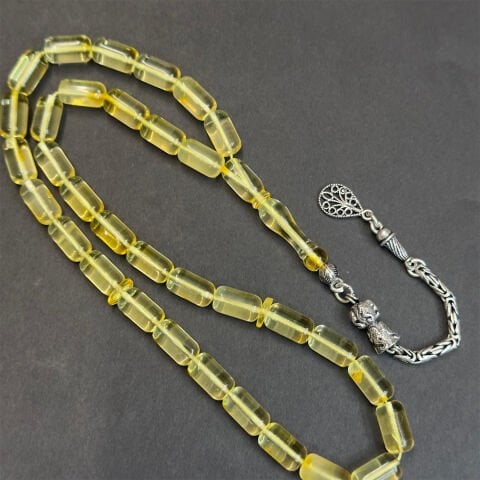 Şeffaf Litvanya Damla Kehribar Kapsül Tespih 6*10,5 (mm)-3