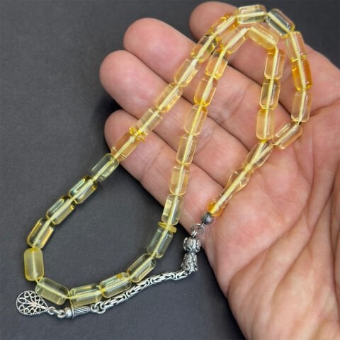 Şeffaf Litvanya Damla Kehribar Kapsül Tespih 6*10,5 (mm)-3