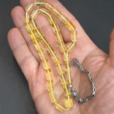 Şeffaf Litvanya Damla Kehribar Kapsül Tespih 6*10,5 (mm)-3