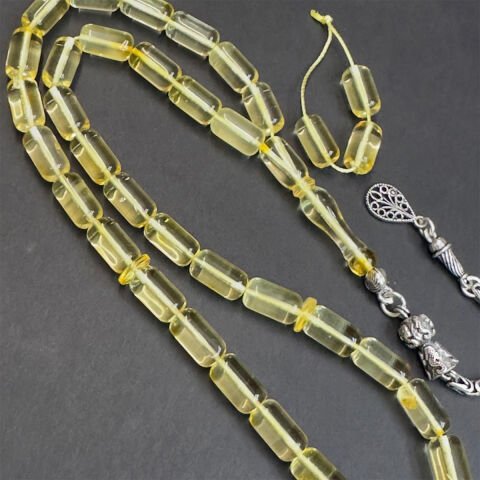 Şeffaf Litvanya Damla Kehribar Kapsül Tespih 6*10,5 (mm)-3