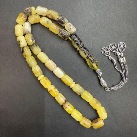 Toprak Fosilli Kaliningrad Damla Kehribar Tespih 7,5*10 (mm)